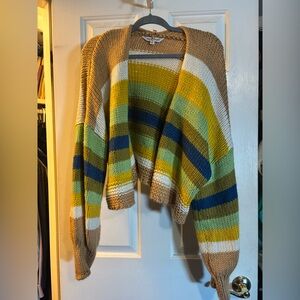 DAVI & DANI Colorful cropped Striped Cardigan